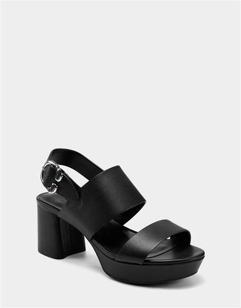 aerosoles camera sandal|Camera Black Genuine Leather Platform Block Heel Sandal